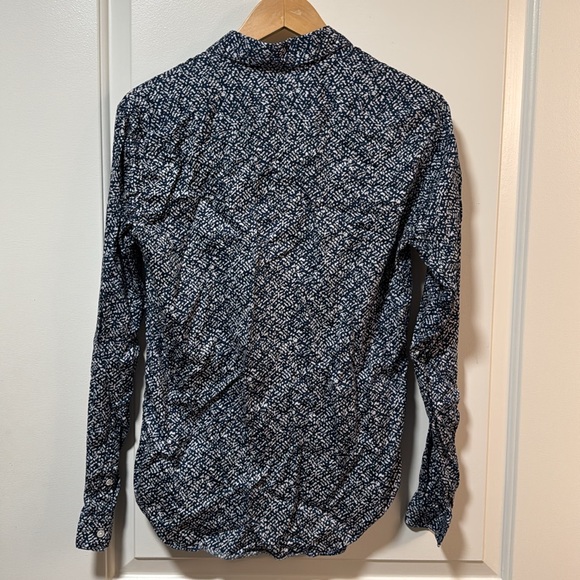 Sandro Paris Blue and white patterned cotton button down size small - Picture 4 of 5